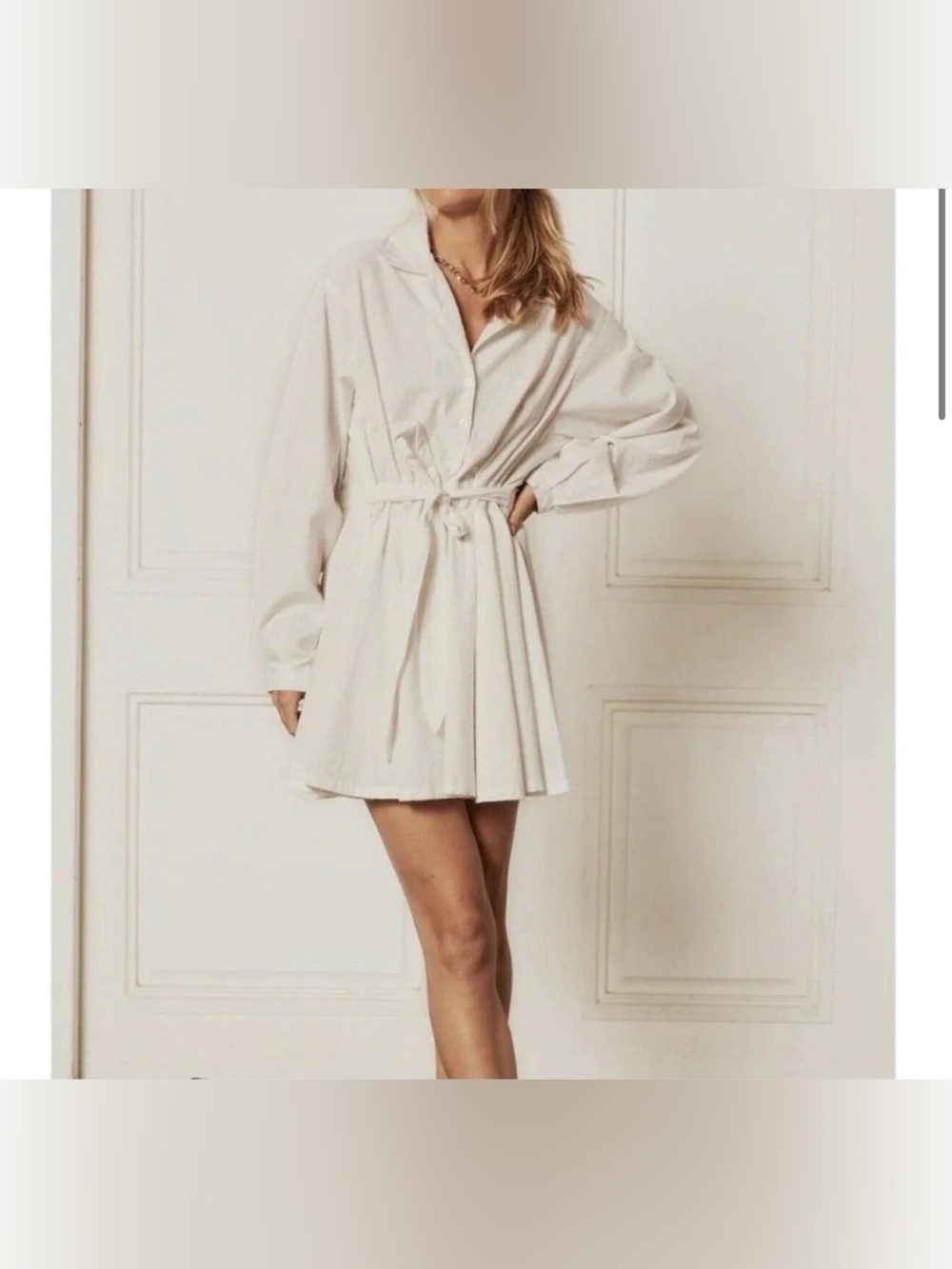 Boyish White Long Sleeve mini Dress